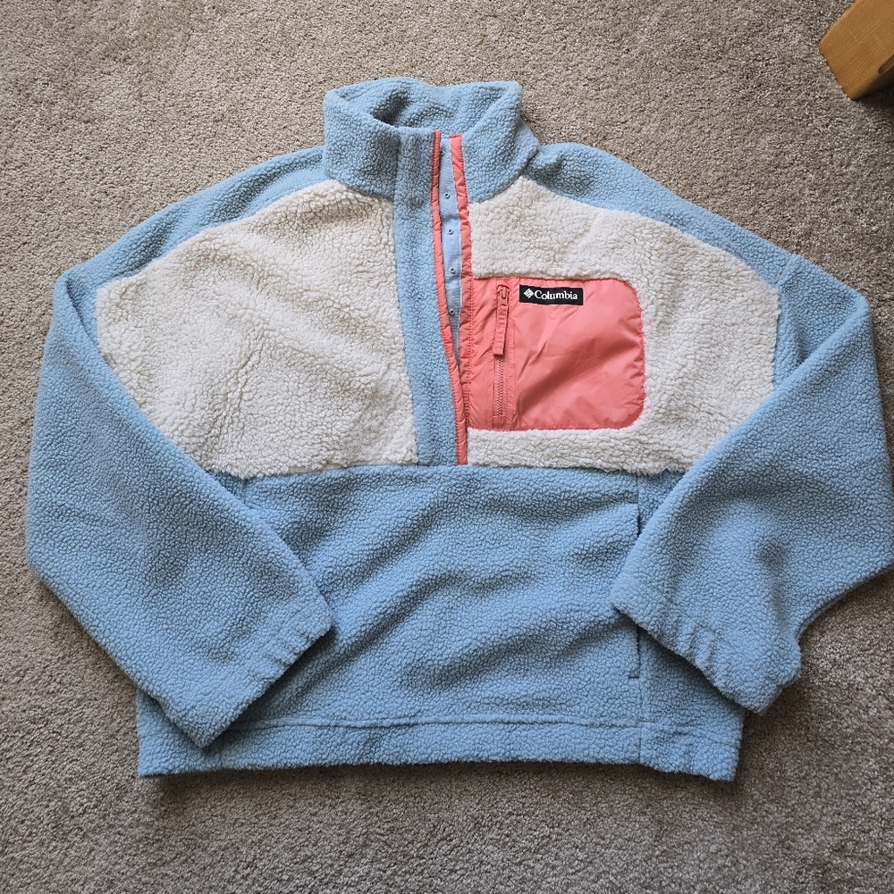 Columbia Colorblock Fleece in Blue, Cream, and Pink